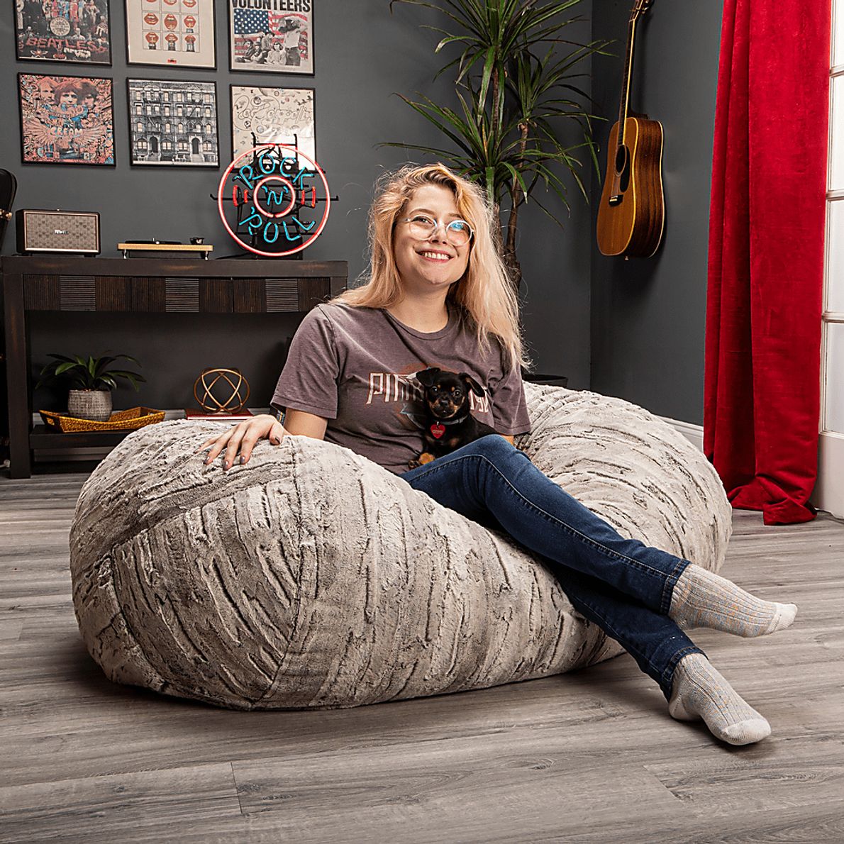 Kids Winter Dream Silver Faux Fur Small Bean Bag