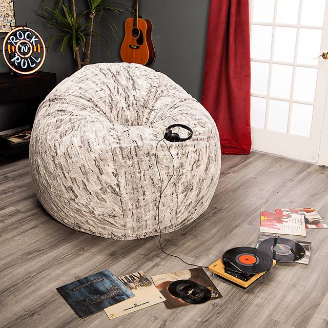 Kids Winter Dream Silver Large Faux Fur Bean Bag - Thumbnail - Image 4