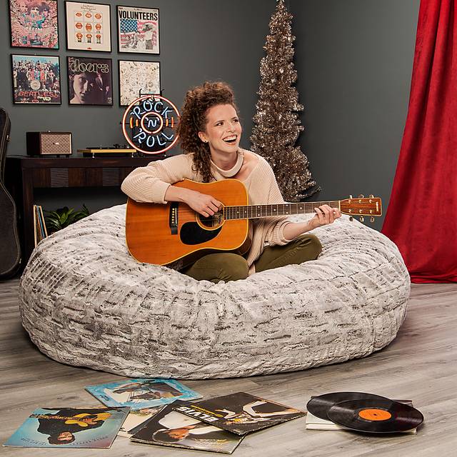 Kids Winter Dream Silver Large Faux Fur Bean Bag - Thumbnail - Image 5