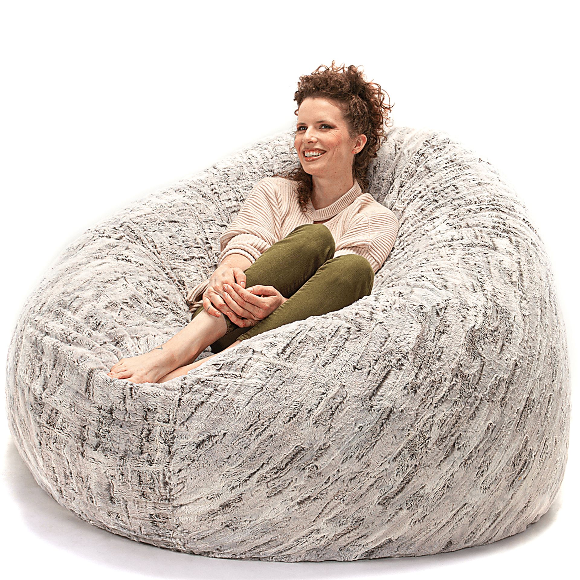 Kids Winter Dream Silver Large Faux Fur Bean Bag - Image 2