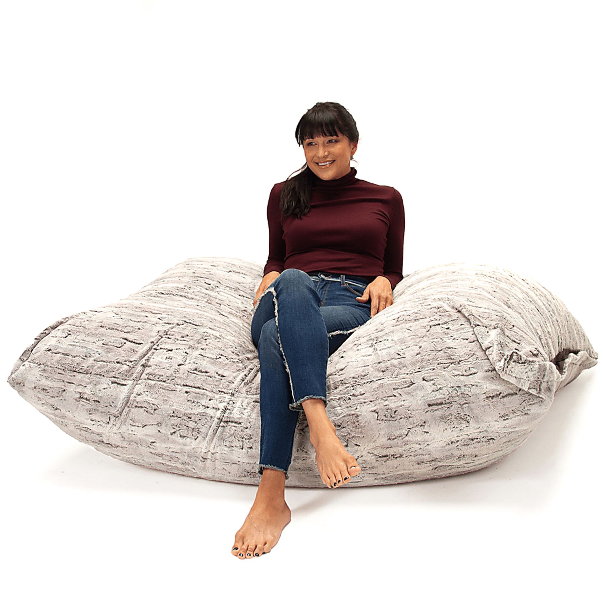 Kids Winter Dream Silver Large Faux Fur Floor Pillow - Image 2