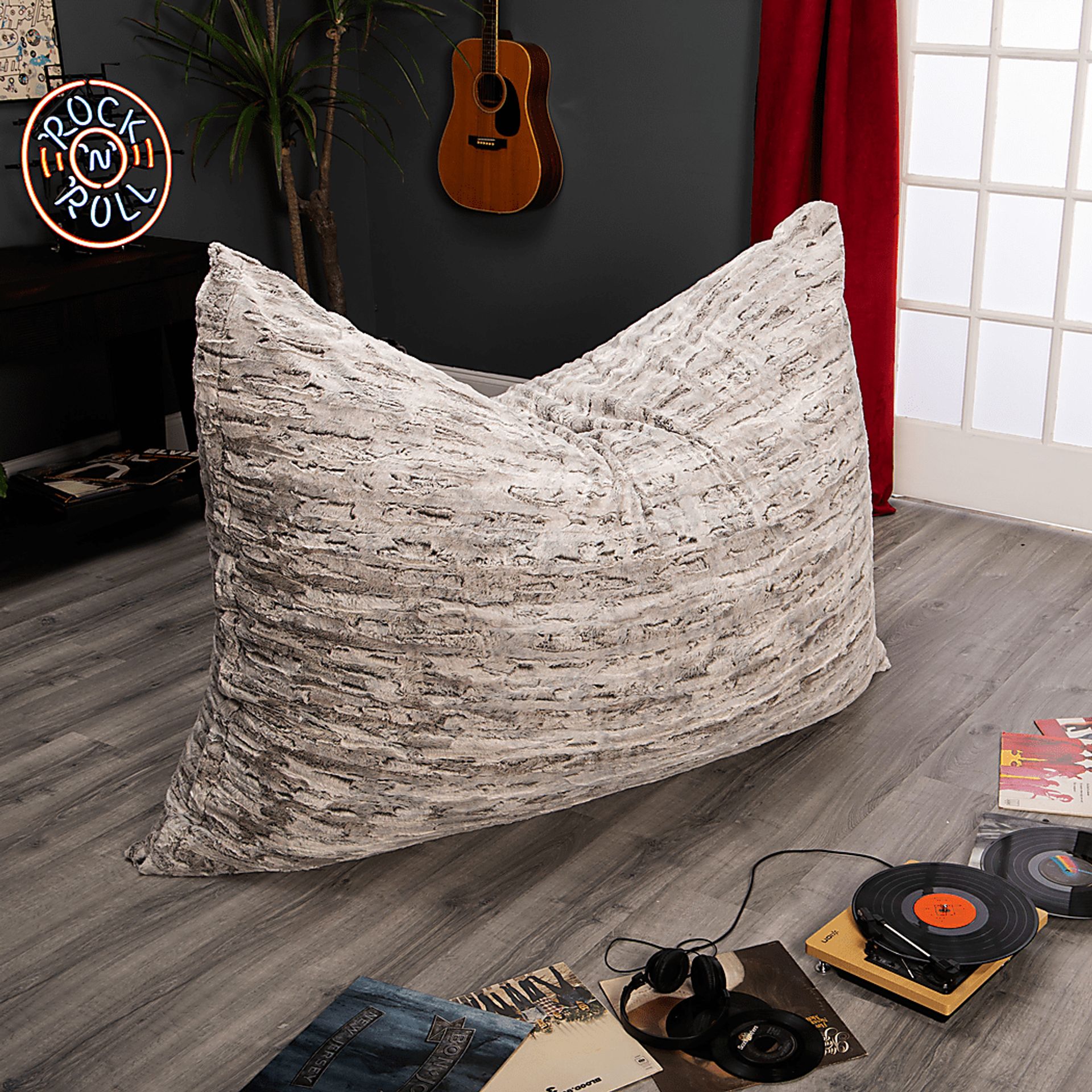Kids Winter Dream Silver Large Faux Fur Floor Pillow - Image 4