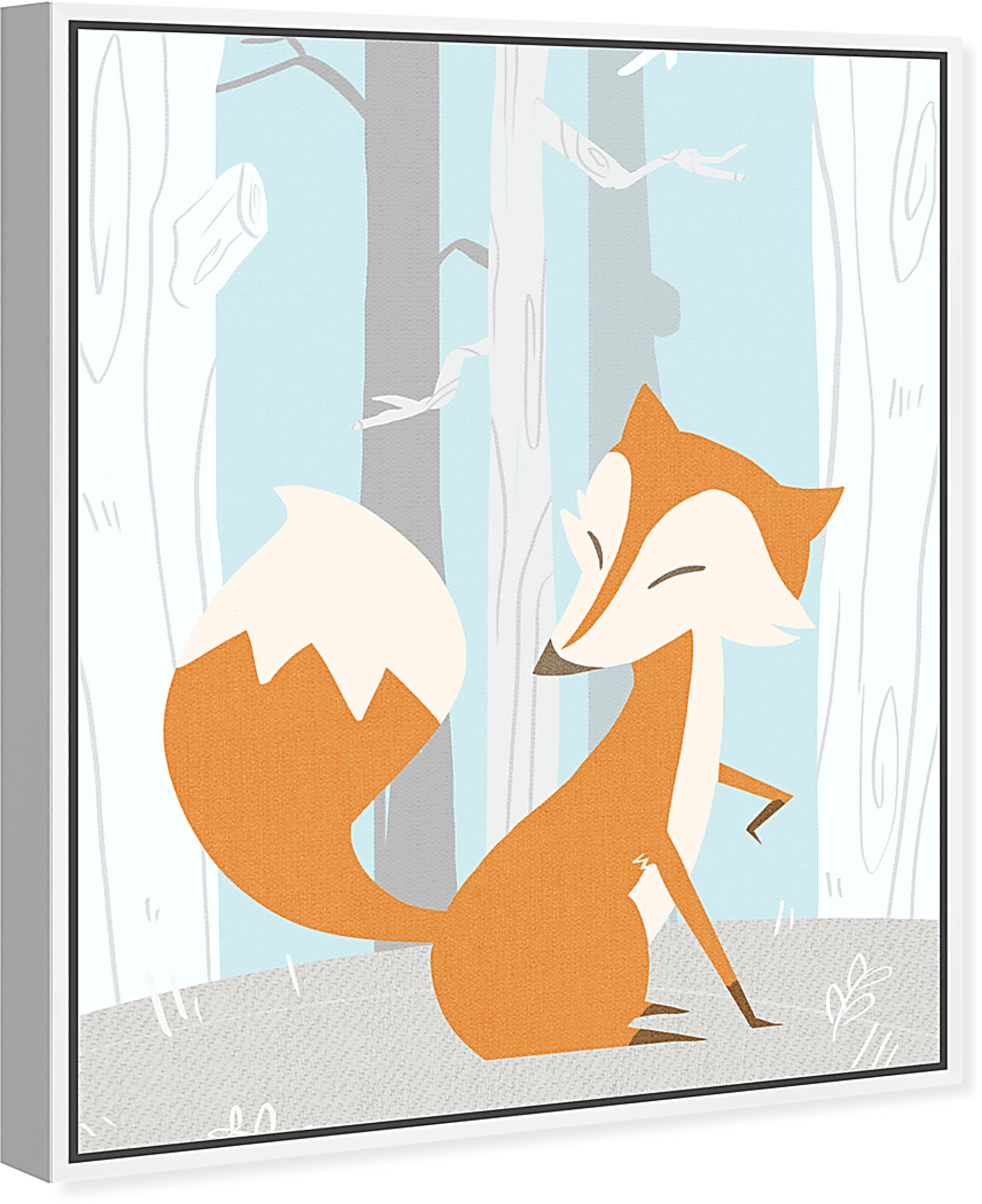 Kids Winter Fox Blue Medium Wall Art - Image 2