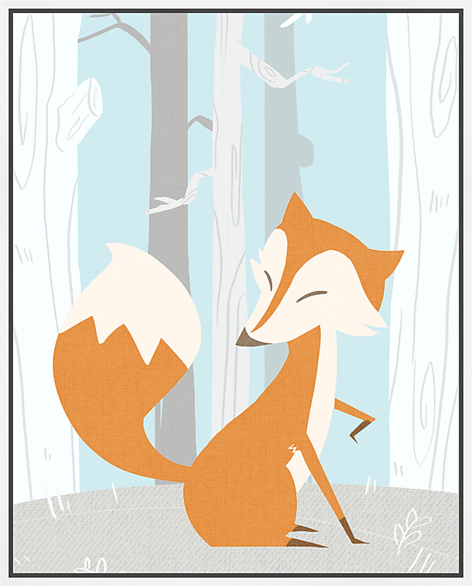 Kids Winter Fox Blue Medium Wall Art - Image 1