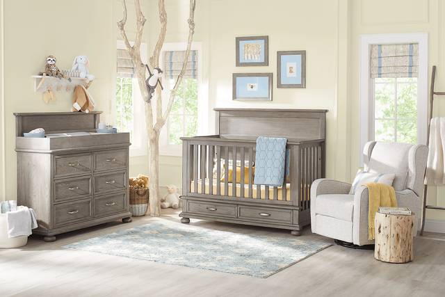 Kids Woodland Adventures Classic Gray Nursery with Toddler & Conversion Rails - Thumbnail - Image 1