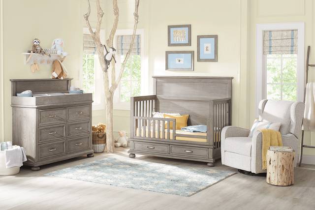 Kids Woodland Adventures Classic Gray 5 Pc Nursery with Toddler Rails - Thumbnail - Image 1