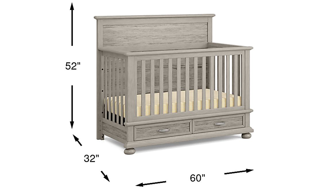 Woodland Adventures Classic Gray 4-in-1 Convertible Crib