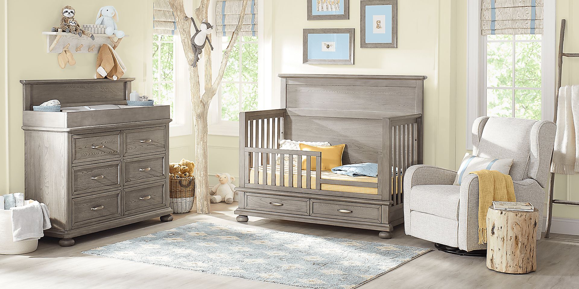 Kids Woodland Adventures Classic Gray Nursery with Toddler & Conversion Rails - Image 2