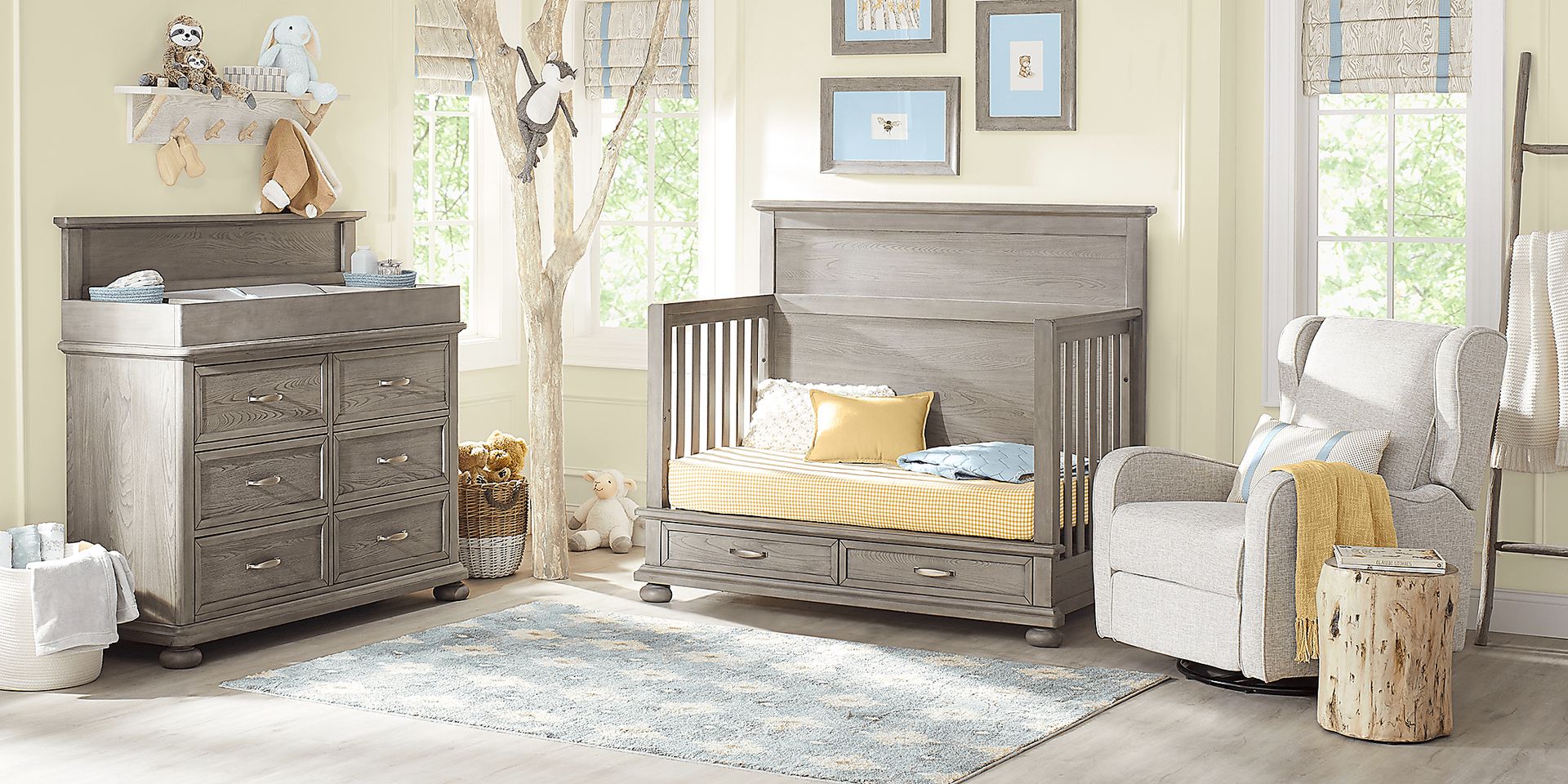 Kids Woodland Adventures Classic Gray Nursery with Toddler & Conversion Rails - Image 3