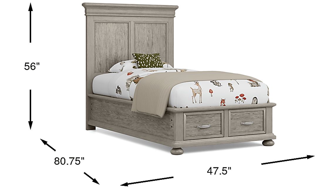 Kids Woodland Adventures Classic Gray Twin Storage Bed