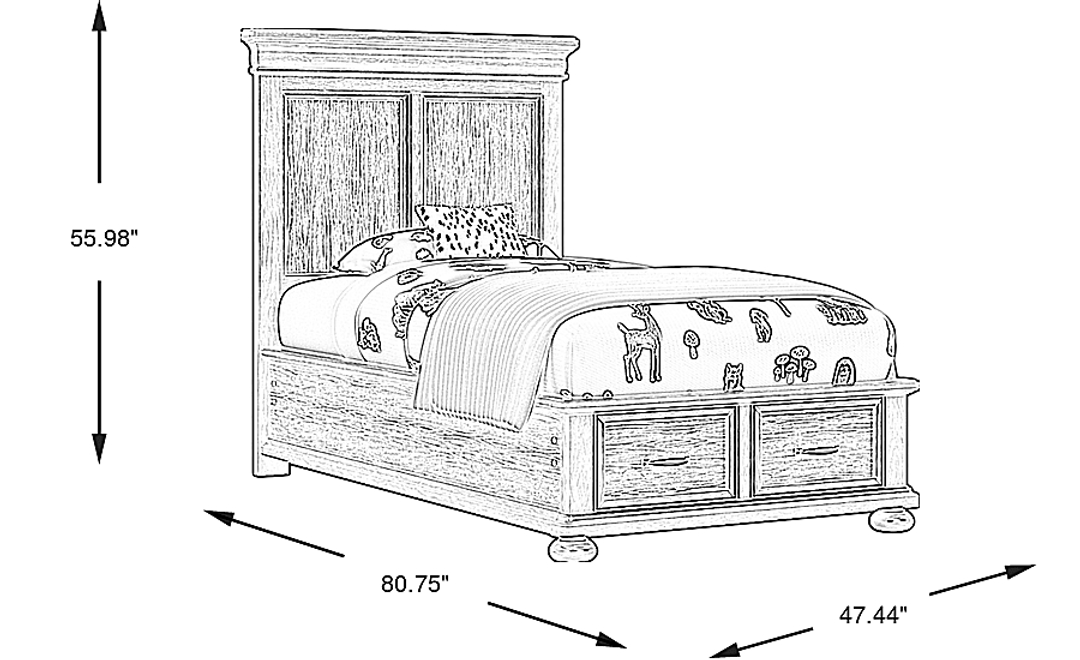 Kids Woodland Adventures Classic Gray Twin Storage Bed