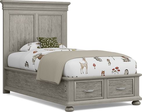 Kids Woodland Adventures Classic Gray Twin Storage Bed