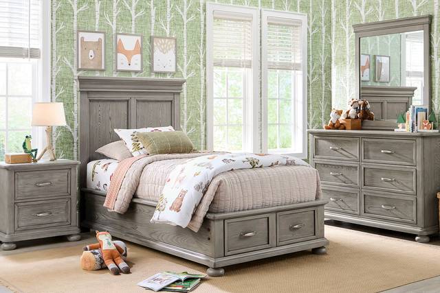 Kids Woodland Adventures Classic Gray Twin Storage Bedroom - Thumbnail - Image 1