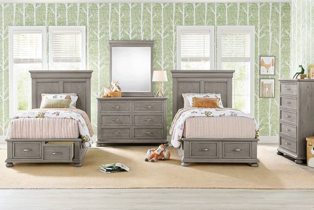 Kids Woodland Adventures Classic Gray Twin Storage Bedroom - Thumbnail - Image 1