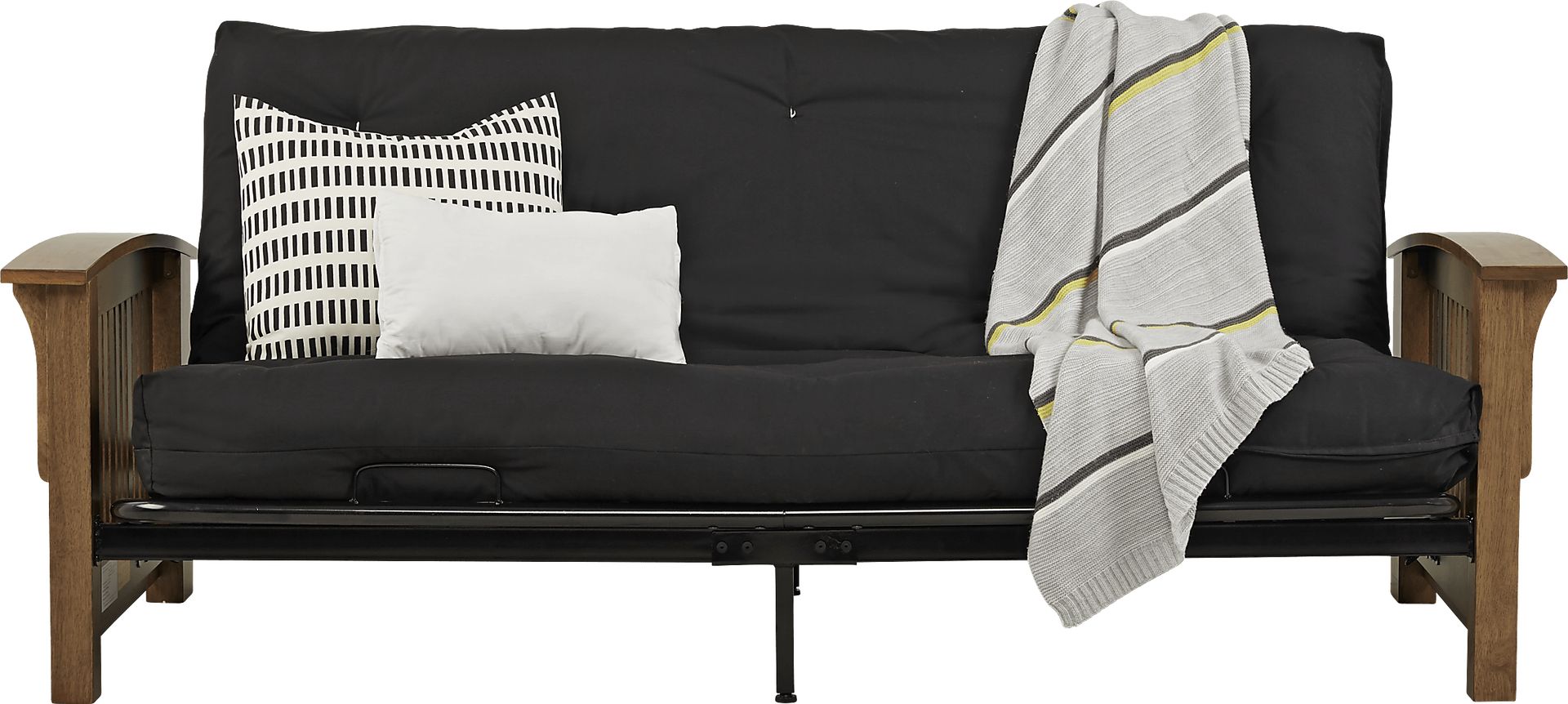 Kids Woodlyn Natural Brown Futon with Futon Mattress - Image 1
