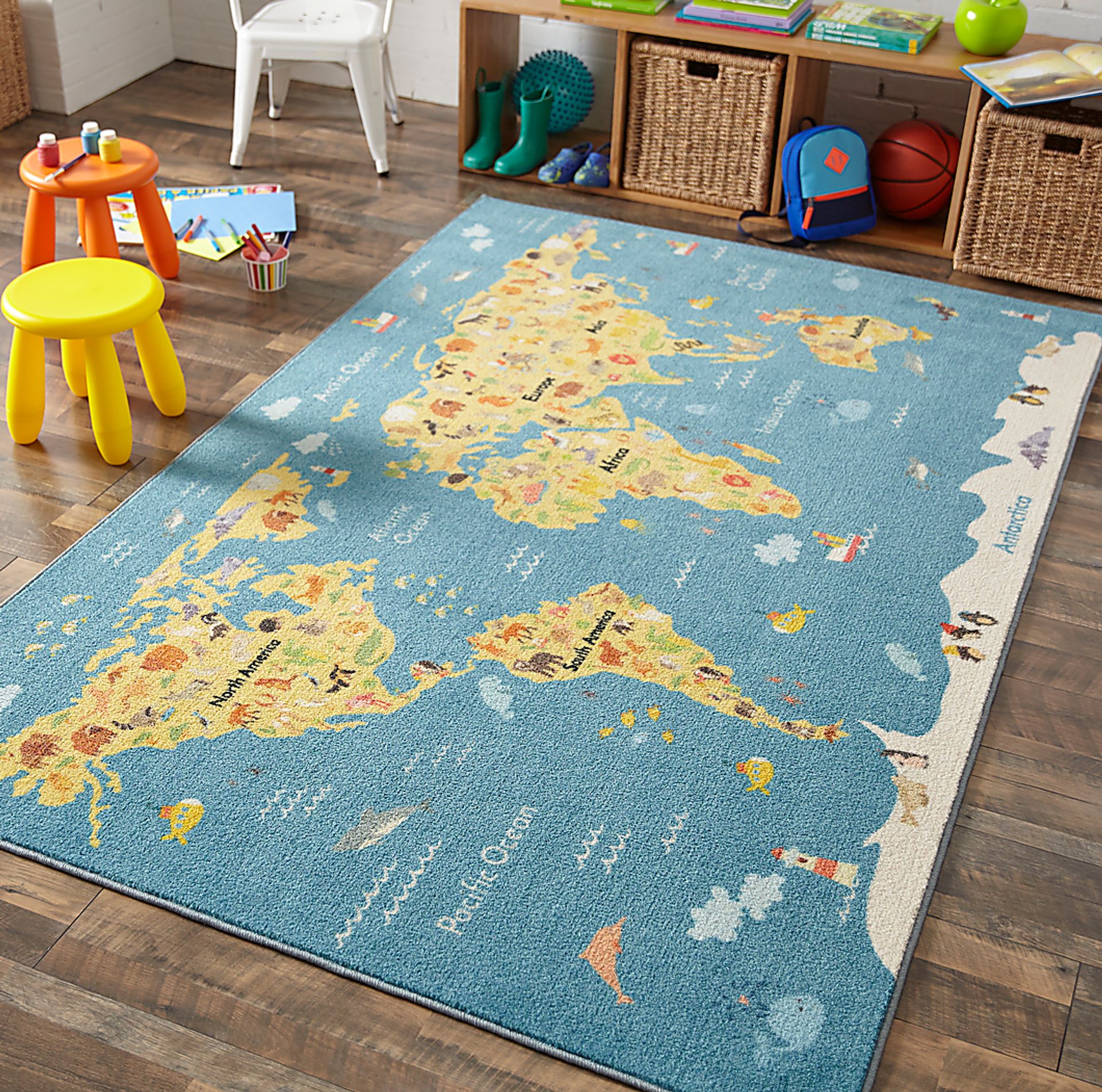 Kids World Of Animals Blue 3' x 5' Rug - Image 2