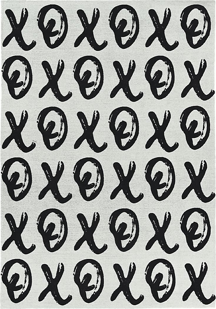 Kids X's and O's Black 5' x 7' Rug