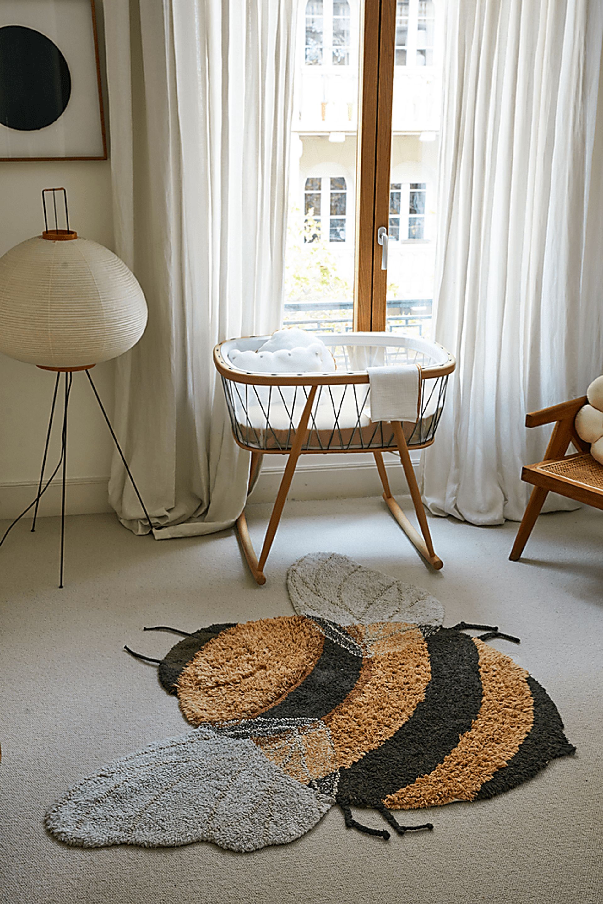 Kids Yellow 3'9 x 5' Machine Washable Bee Rug - Image 2