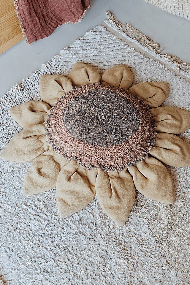 Kids Yellow/Brown Sunflower Floor Pillow - Thumbnail - Image 2