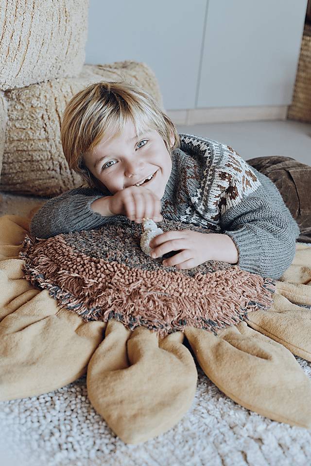 Kids Yellow/Brown Sunflower Floor Pillow - Thumbnail - Image 4