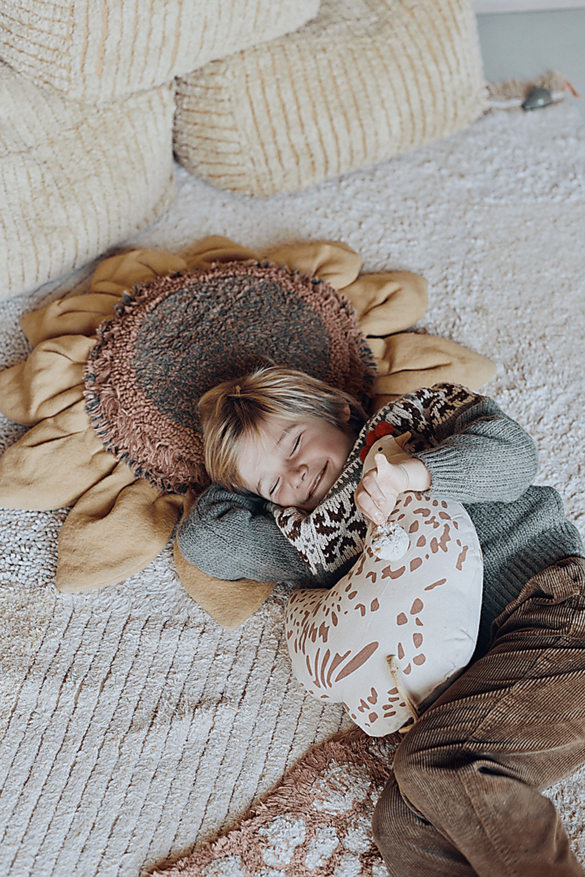 Kids Yellow/Brown Sunflower Floor Pillow - Image 6