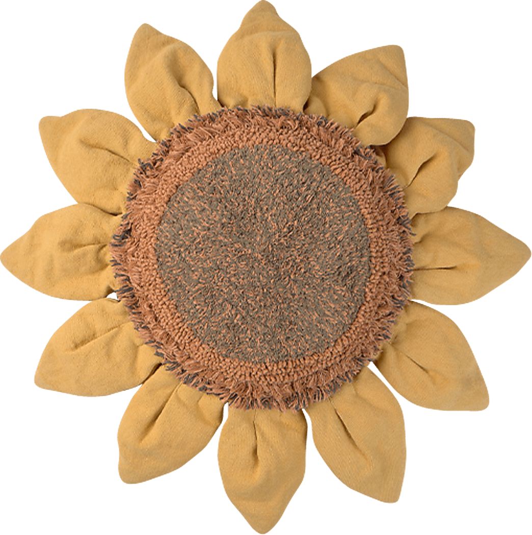 Kids Yellow/Brown Sunflower Floor Pillow