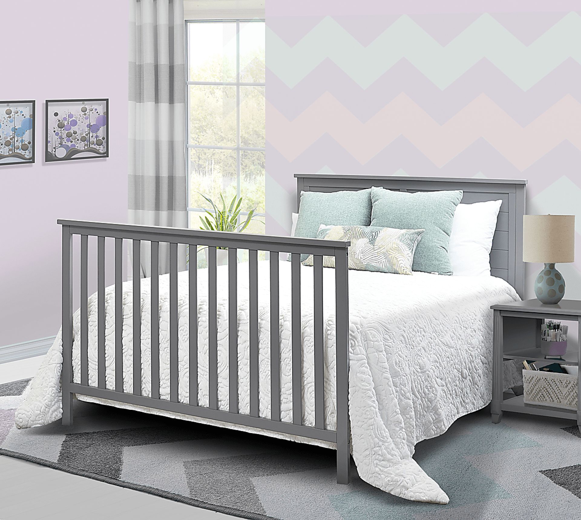Kids Zivau Gray Convertible Crib - Image 2