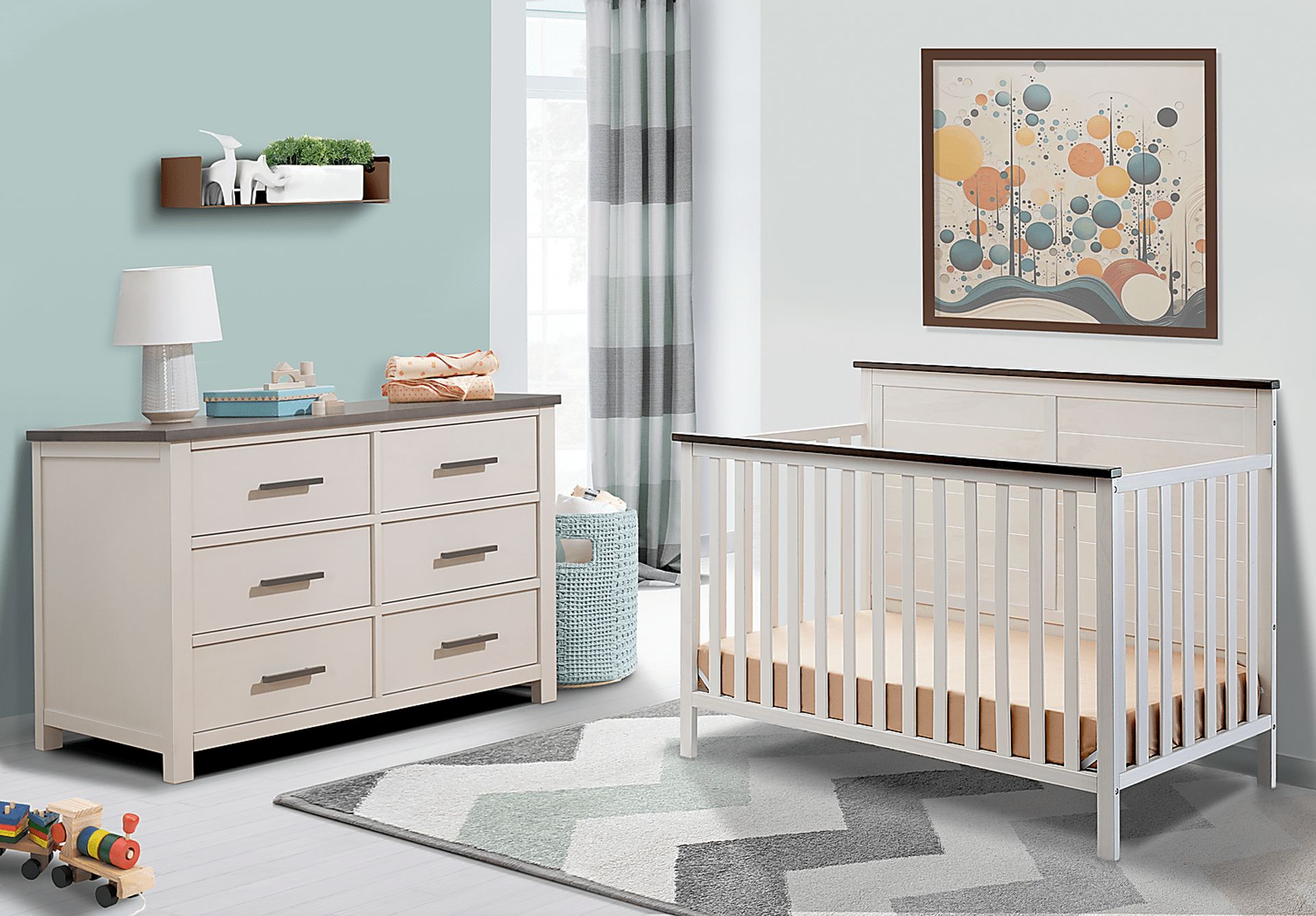 Kids Zivau White/Brown Convertible Crib - Image 3