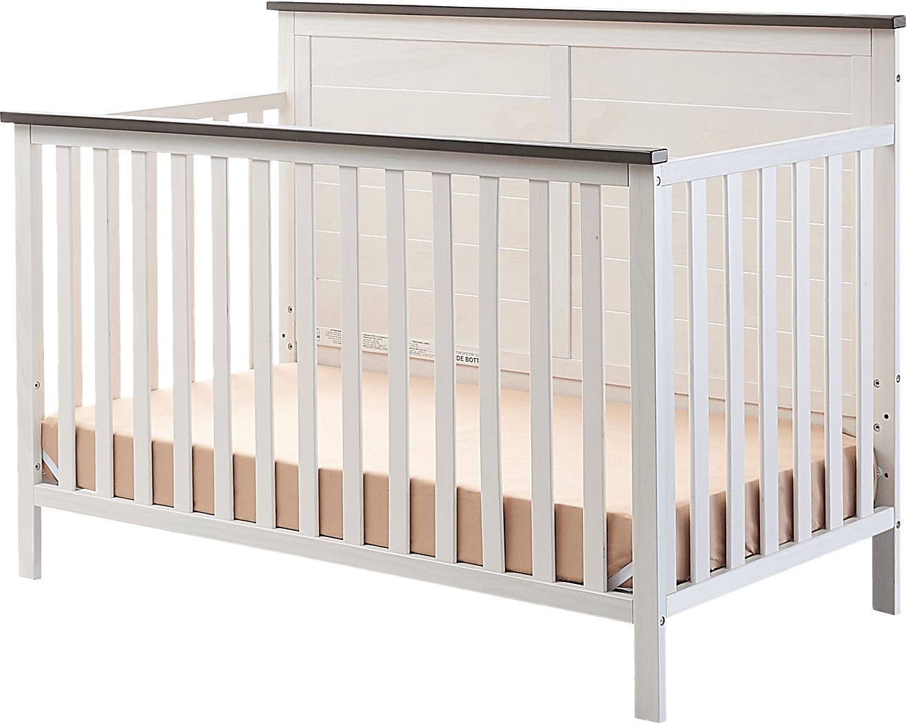 Kids Zivau White/Brown Convertible Crib