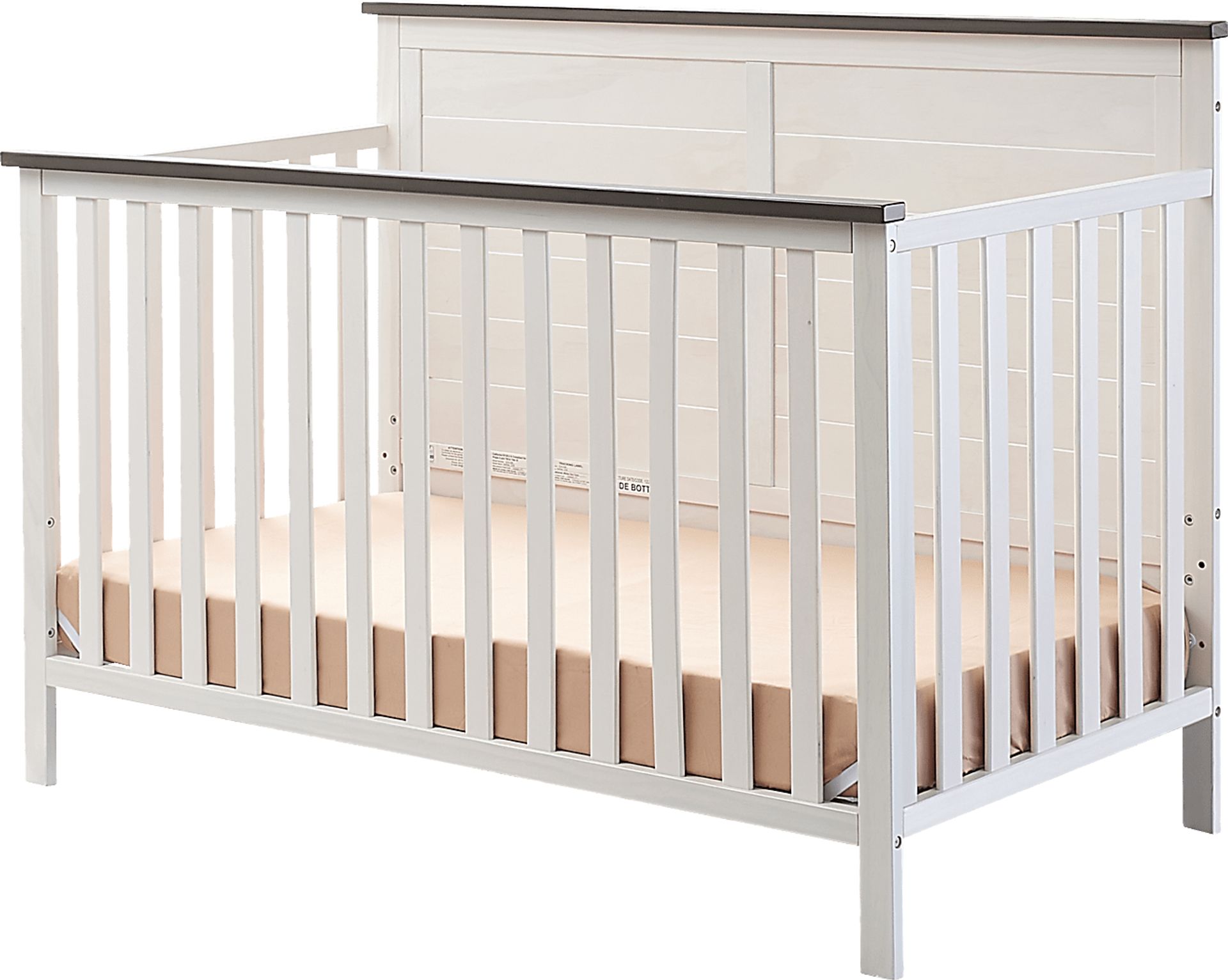 Kids Zivau White/Brown Convertible Crib - Image 1