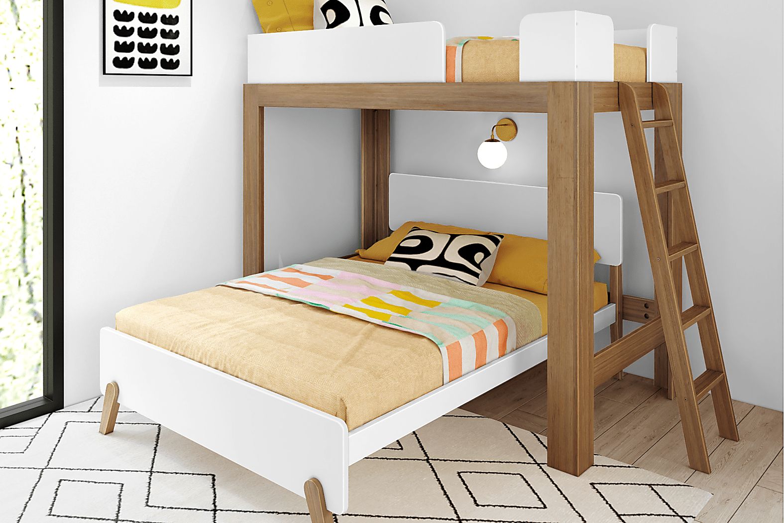 Zuzana II Pecan,White Colors,Dark Wood,White Twin/Twin Bunk Bed