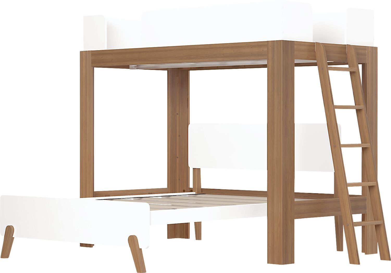Zuzana II Pecan,White Colors,Dark Wood,White Twin/Twin Bunk Bed