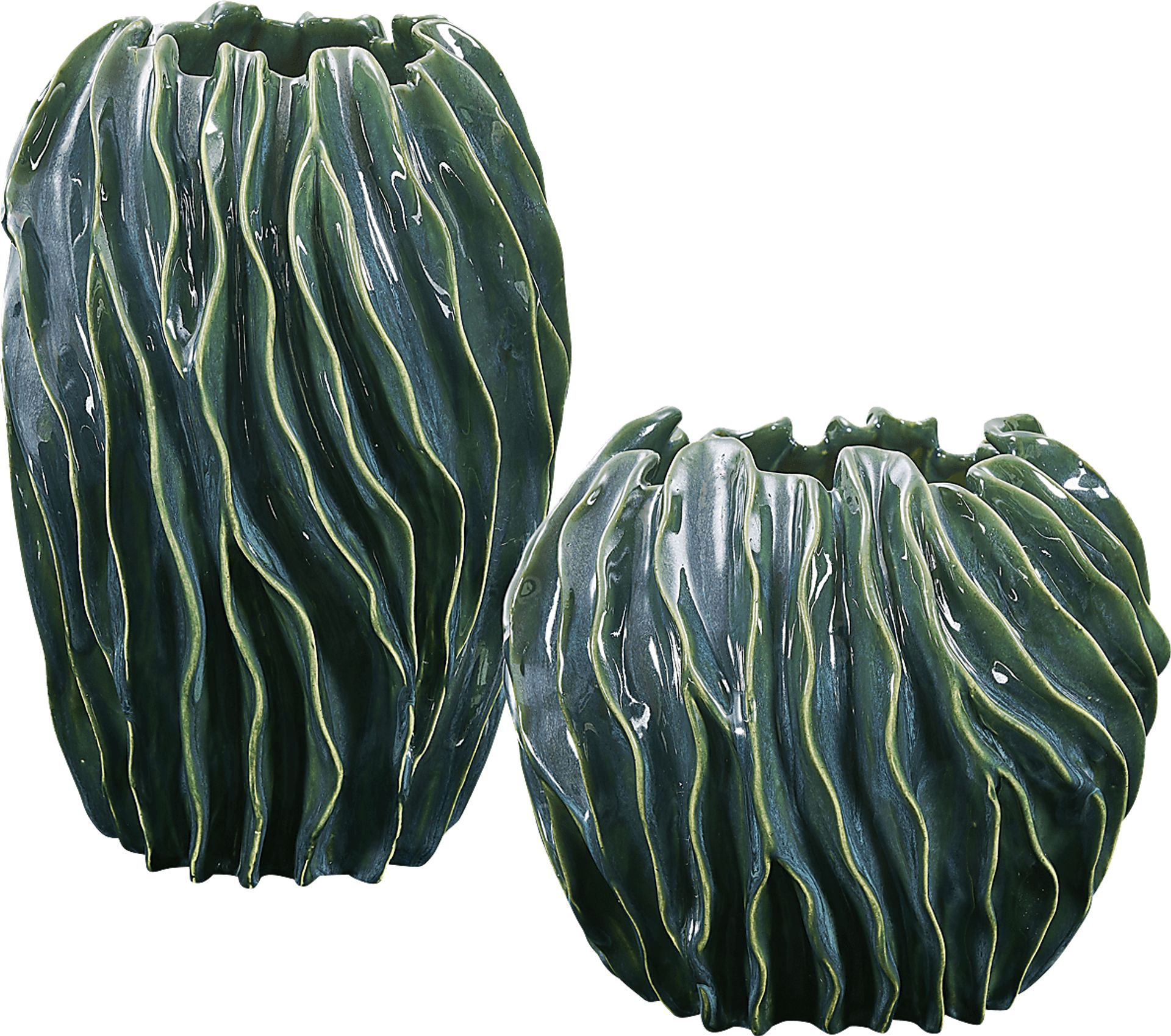 Kilala Green Outdoor Vase, Set of 2 - Image 1