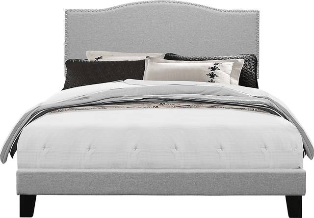 Kiley Gray Queen Upholstered Bed - Thumbnail - Image 1