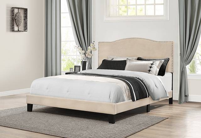 Kiley Linen Full Upholstered Bed - Thumbnail - Image 2