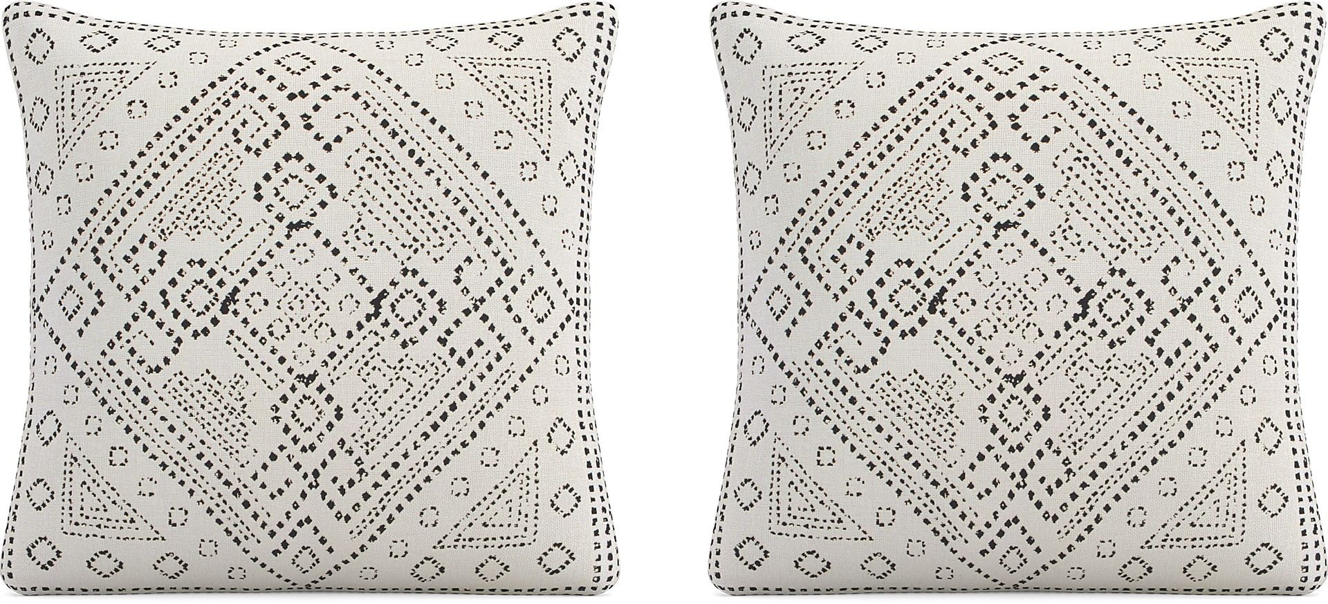 Kilim Stitch White Indoor/Outdoor Accent Pillows, Set of Two - Image 1