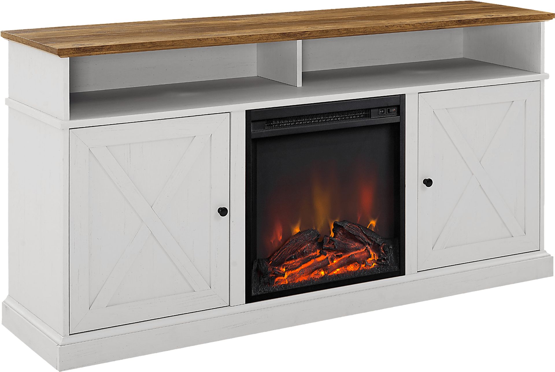 Kilmersdon Barnwood 60 in. Console, With Electric Fireplace - Image 1