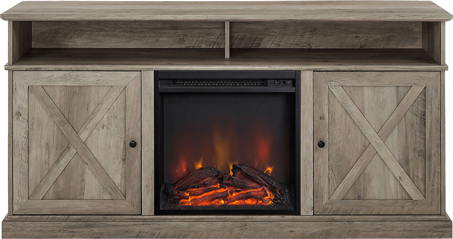 Kilmersdon Gray 60 in. Console, With Electric Fireplace - Image 2