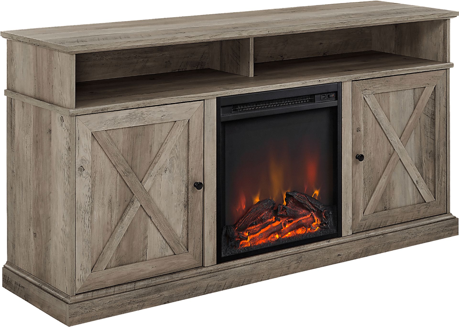 Kilmersdon Gray 60 in. Console, With Electric Fireplace - Image 1