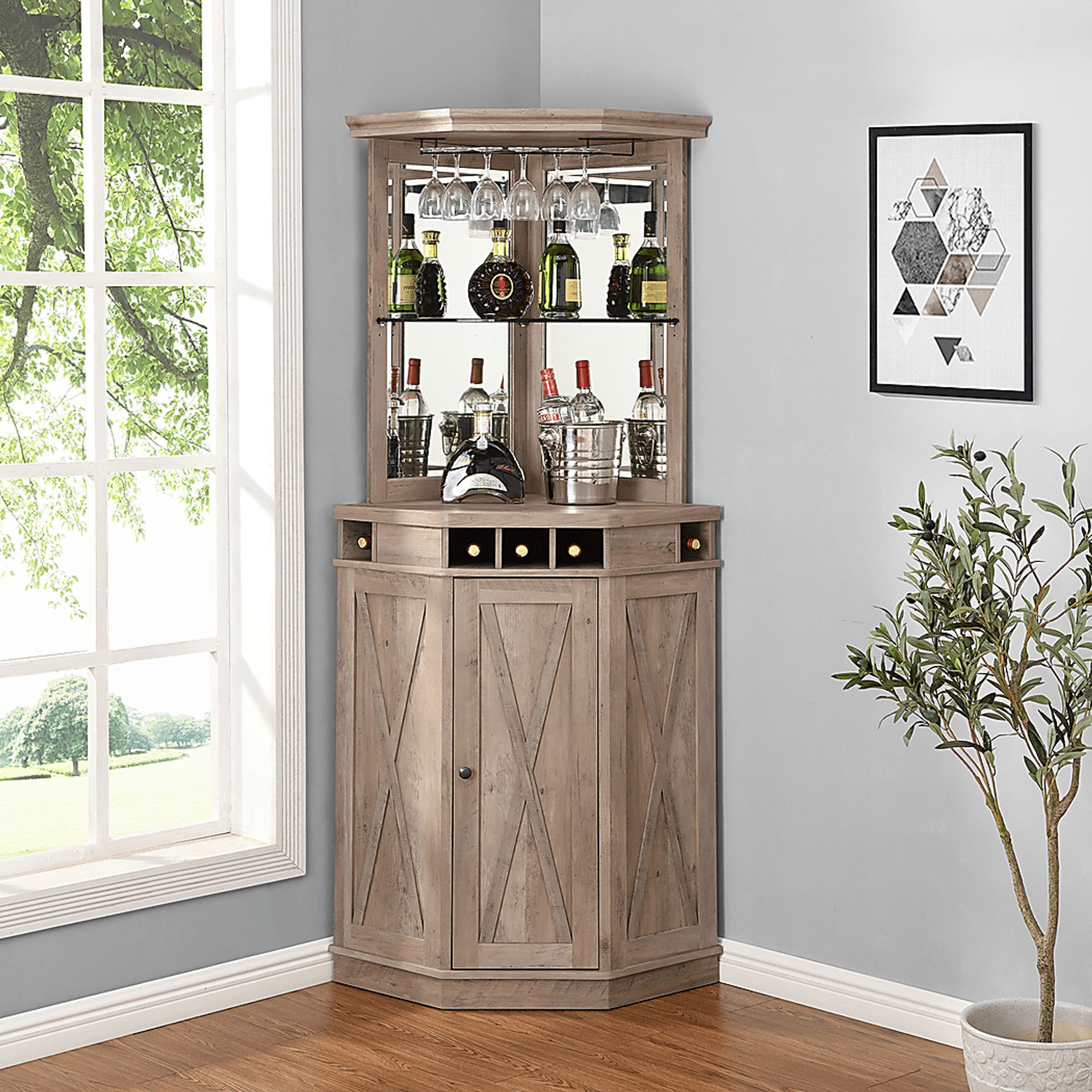 Kilso Gray Bar Cabinet - Image 5