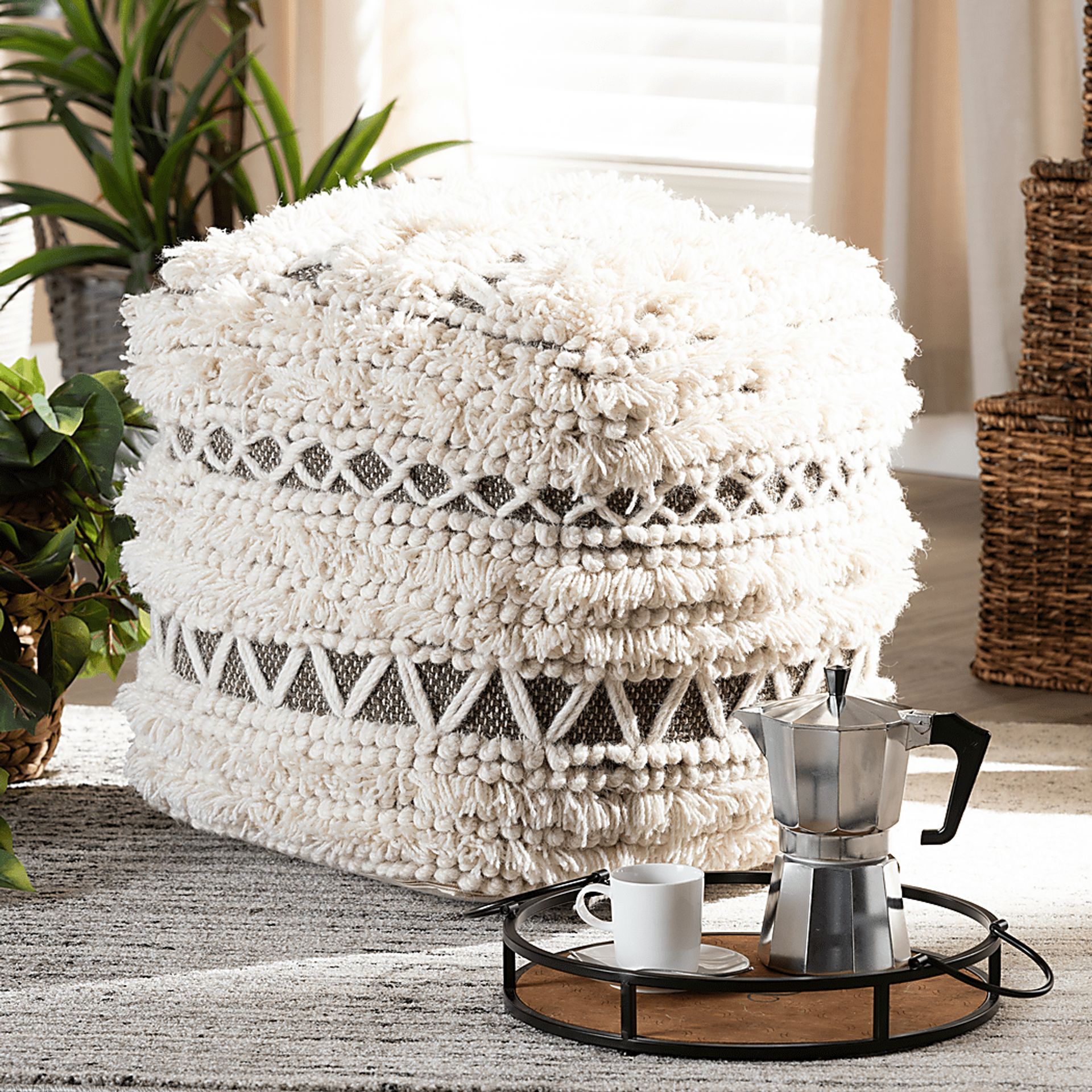 Kimble Drive Beige Pouf - Image 5