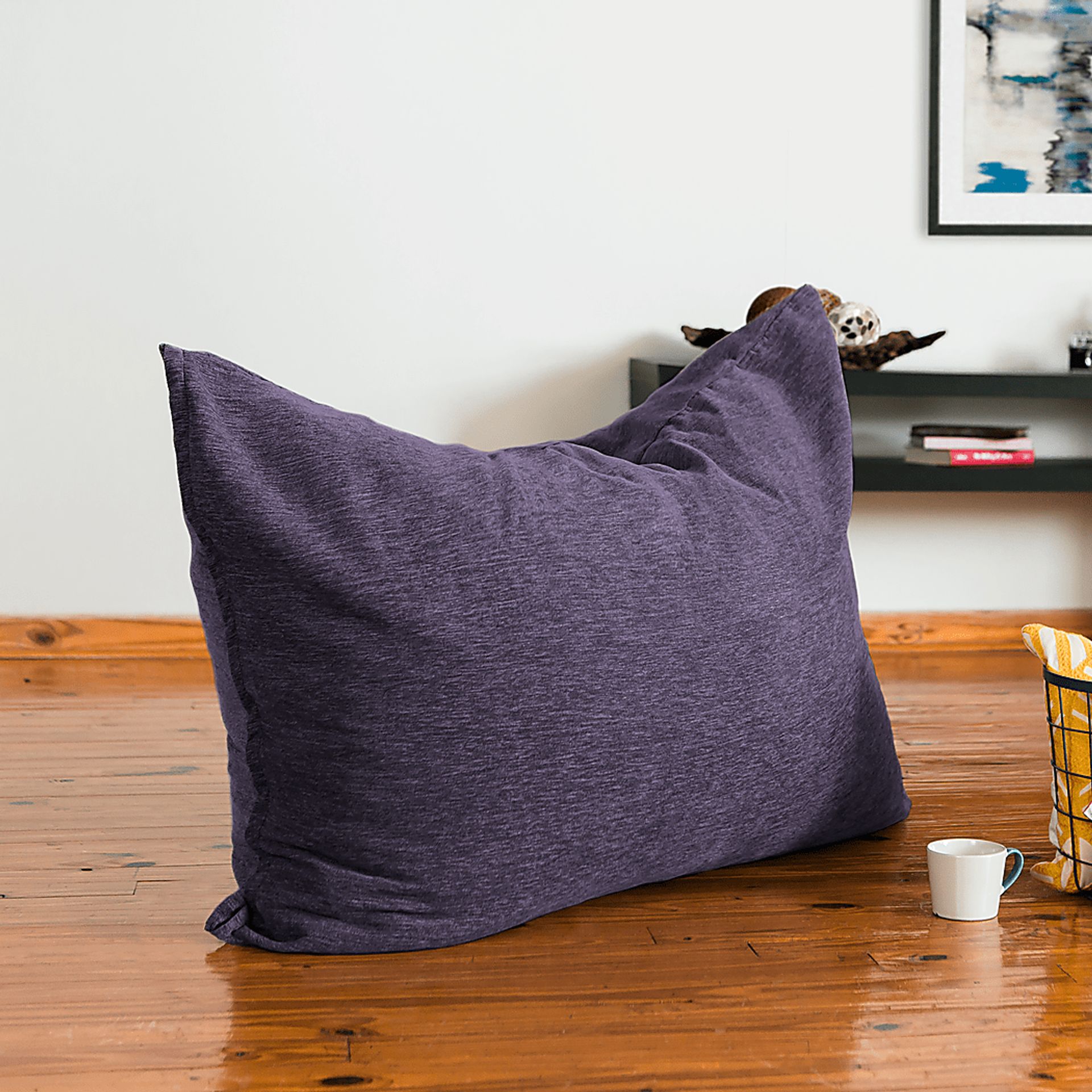 Kids Kimmy Purple Bean Bag Chair and Floor Pillow - Image 3