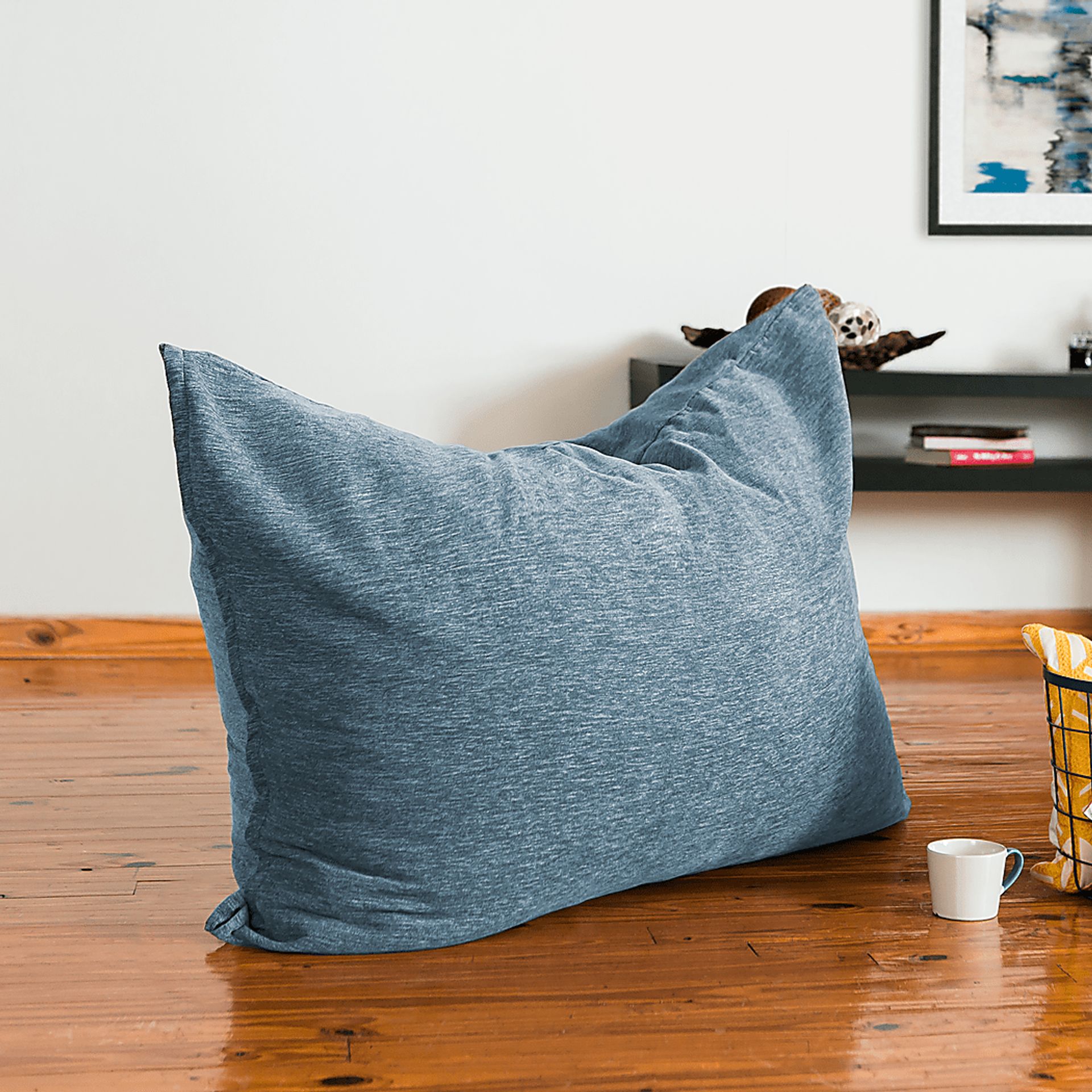 Kids Kimmy Turquoise Bean Bag Chair and Floor Pillow - Image 3