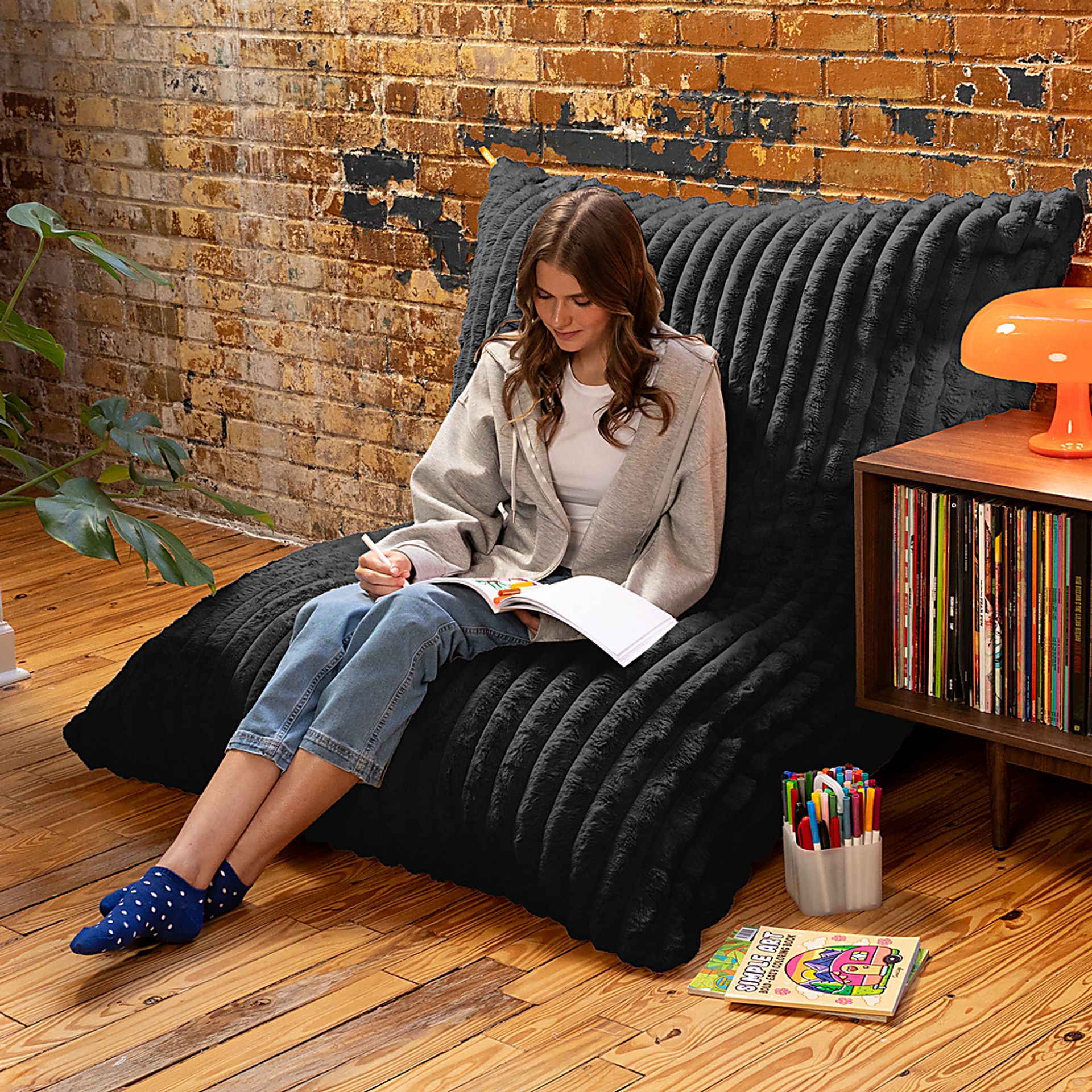 Kimna II Black Bean Bag Rocking Chair - Image 4