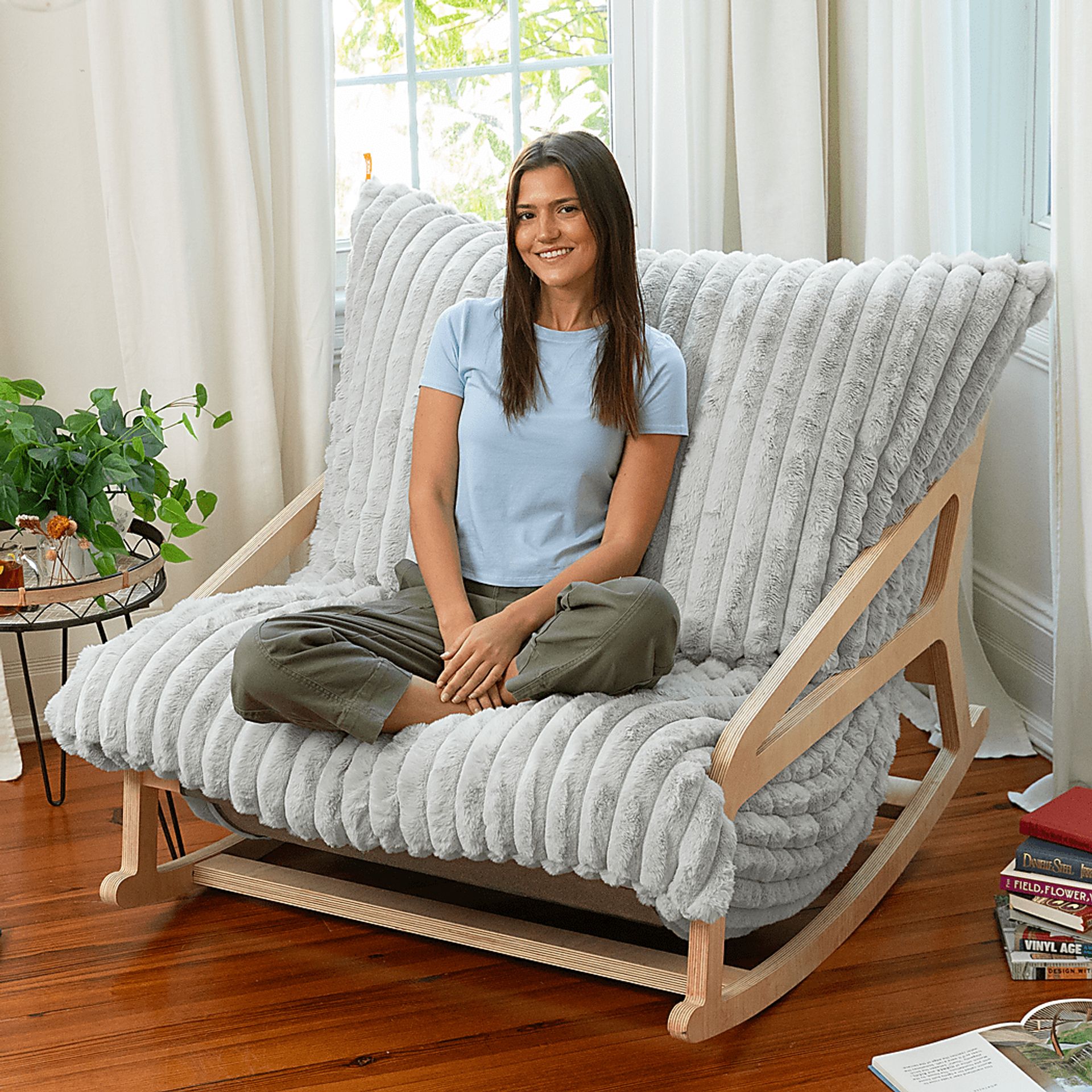 Kimna II Gray Bean Bag Rocking Chair - Image 2
