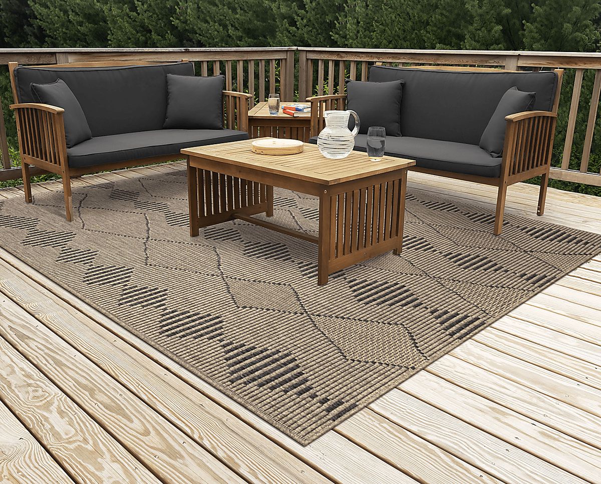 Kinacol Taupe Beige Outdoor Rugs | Rooms to Go