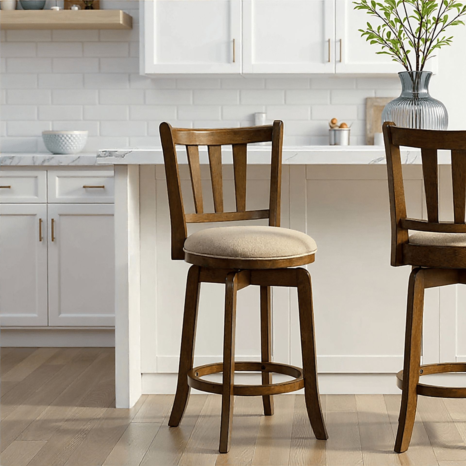 Kindersby Cream Swivel Counter Height Stool - Image 2