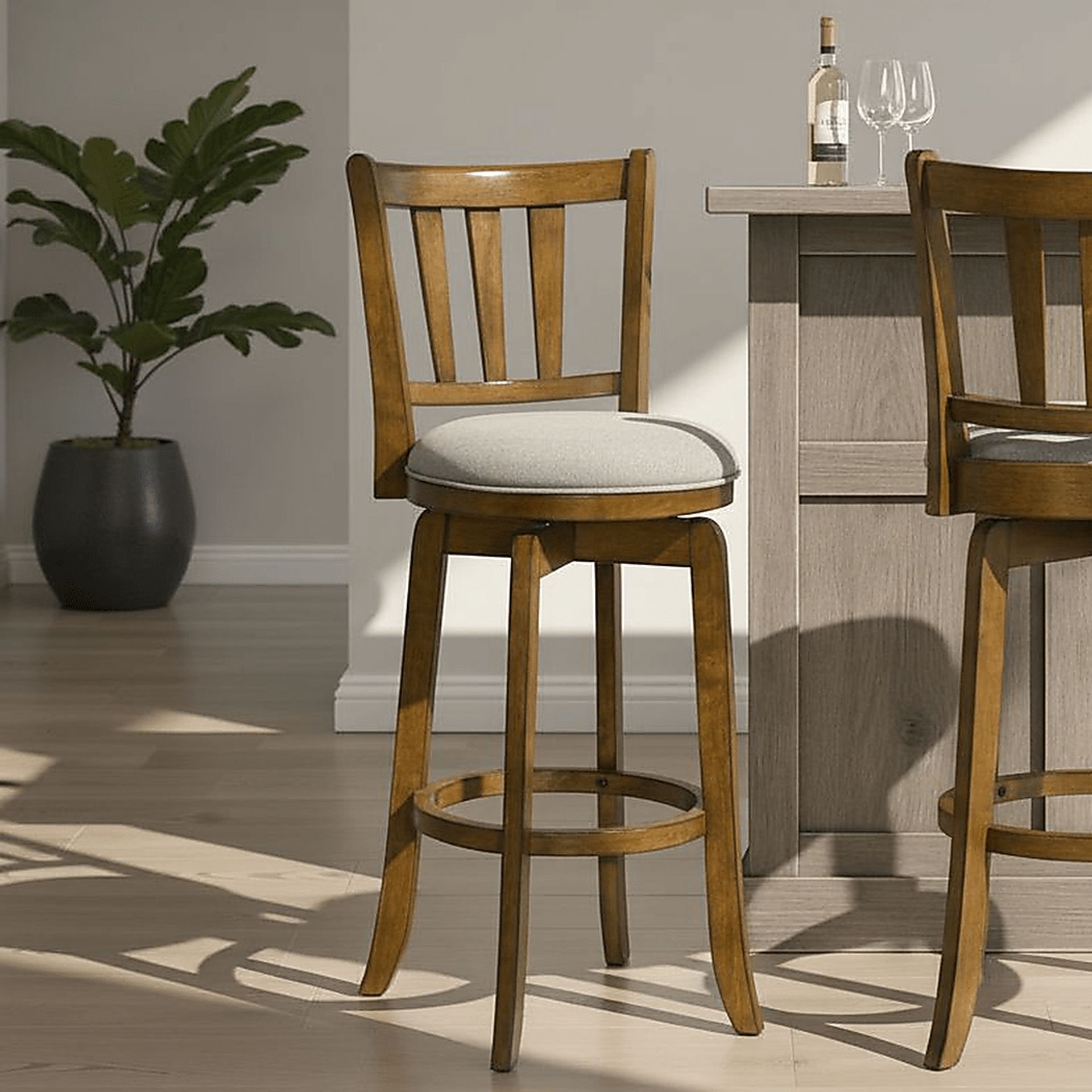 Kindersby Gray Swivel Barstool - Image 2