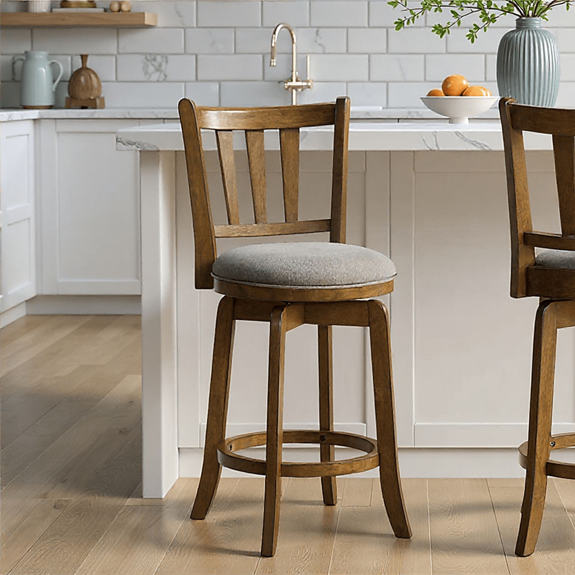 Kindersby Gray Swivel Counter Height Stool - Image 2