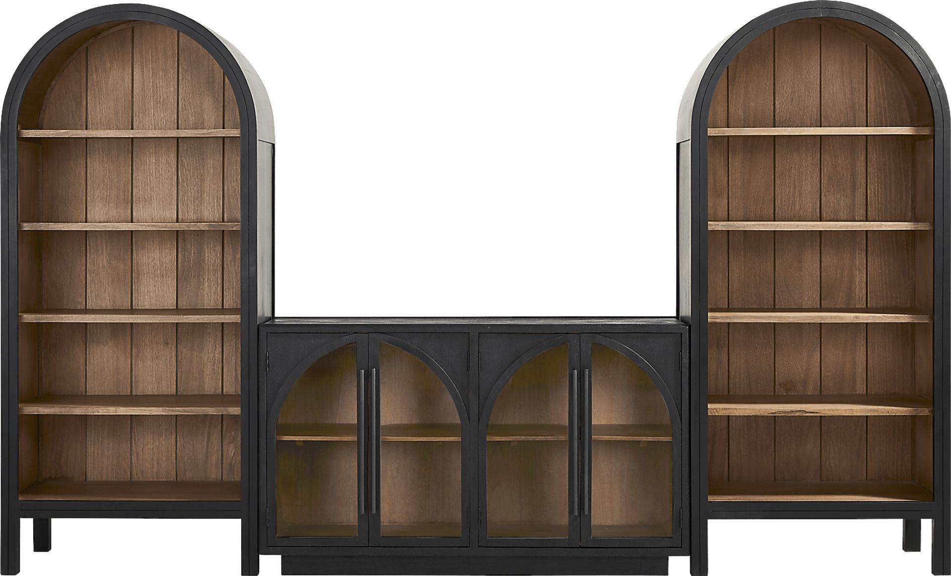 King's Road Black Credenza with Two Display Cabinets - Image 1